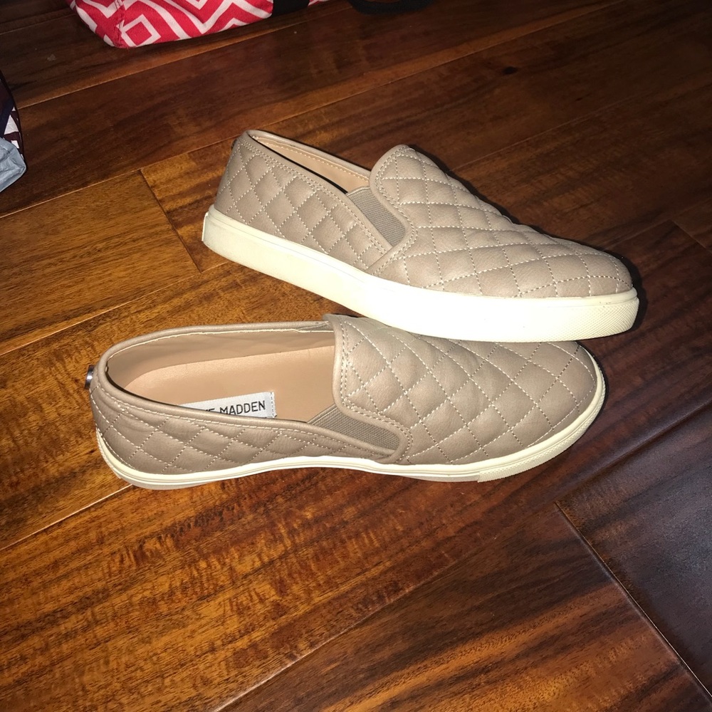 Taupe Steve Madden Slip Ons